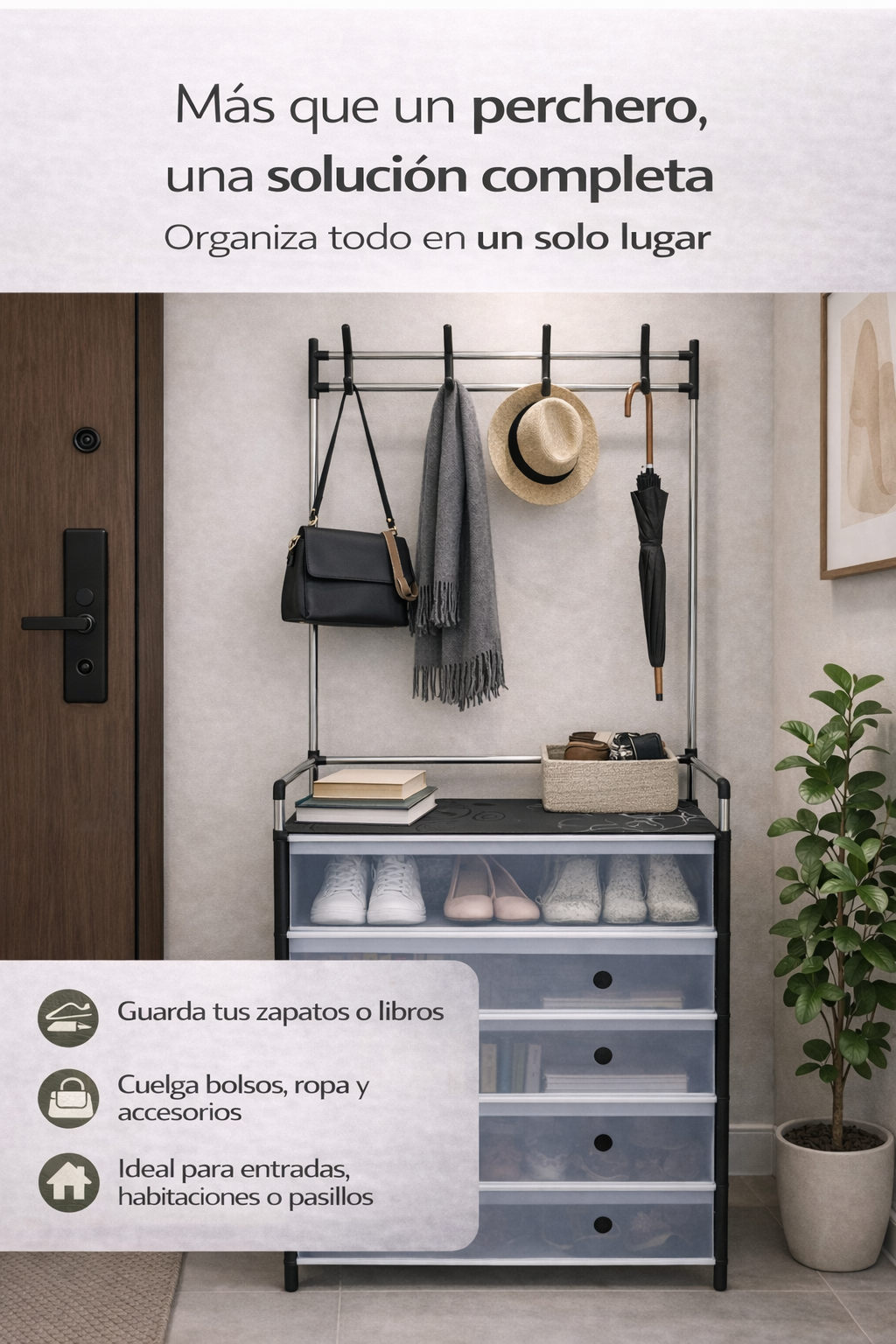 Perchero Zapatero ¡De caos total a orden en minutos sin gastar en muebles caros!