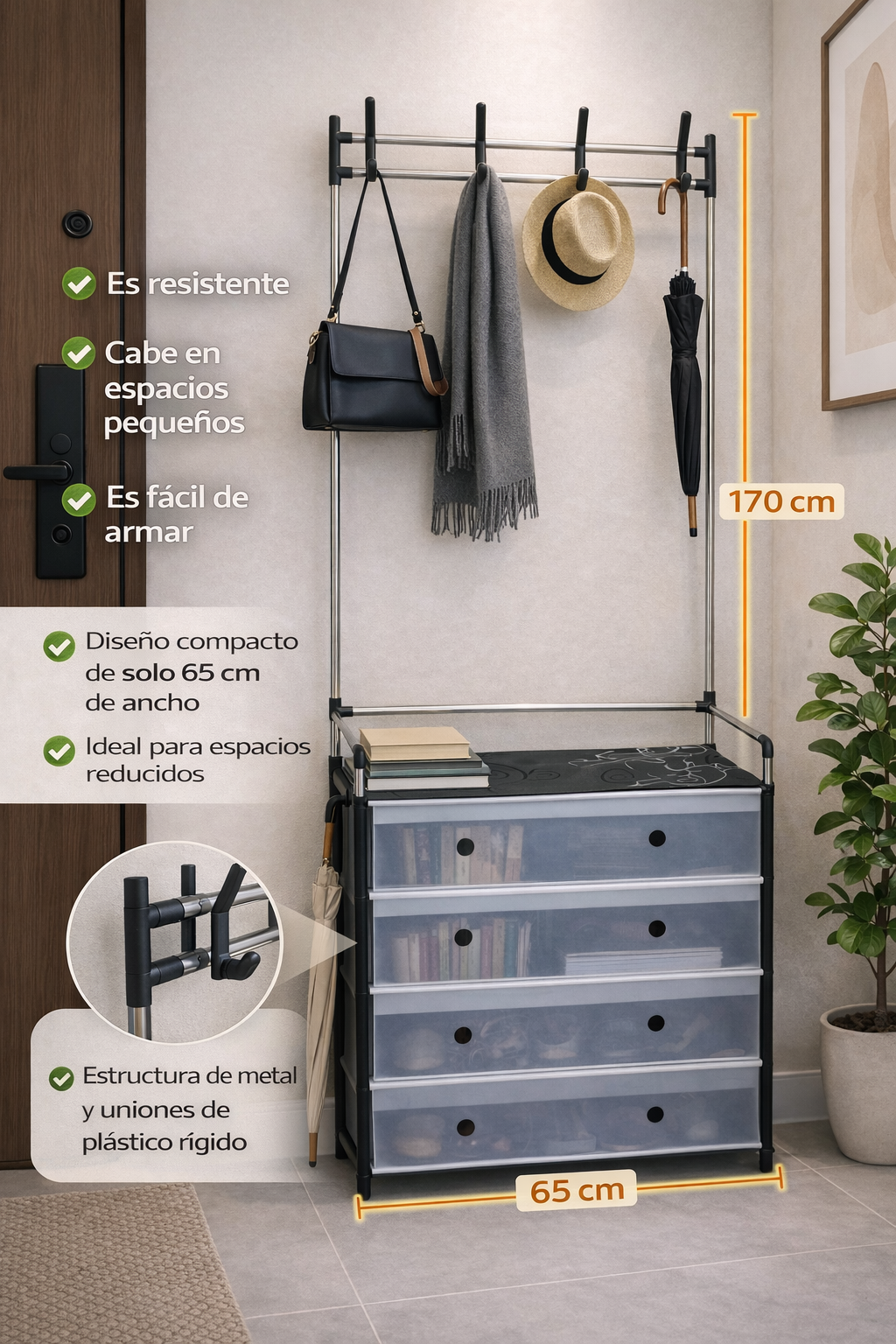 Perchero Zapatero ¡De caos total a orden en minutos sin gastar en muebles caros!