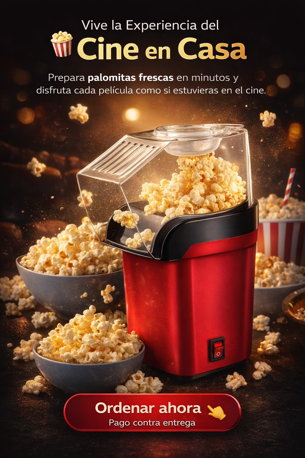 Maquina Popcorn ¡listo en 3 minutos sin aceite ni complicaciones!